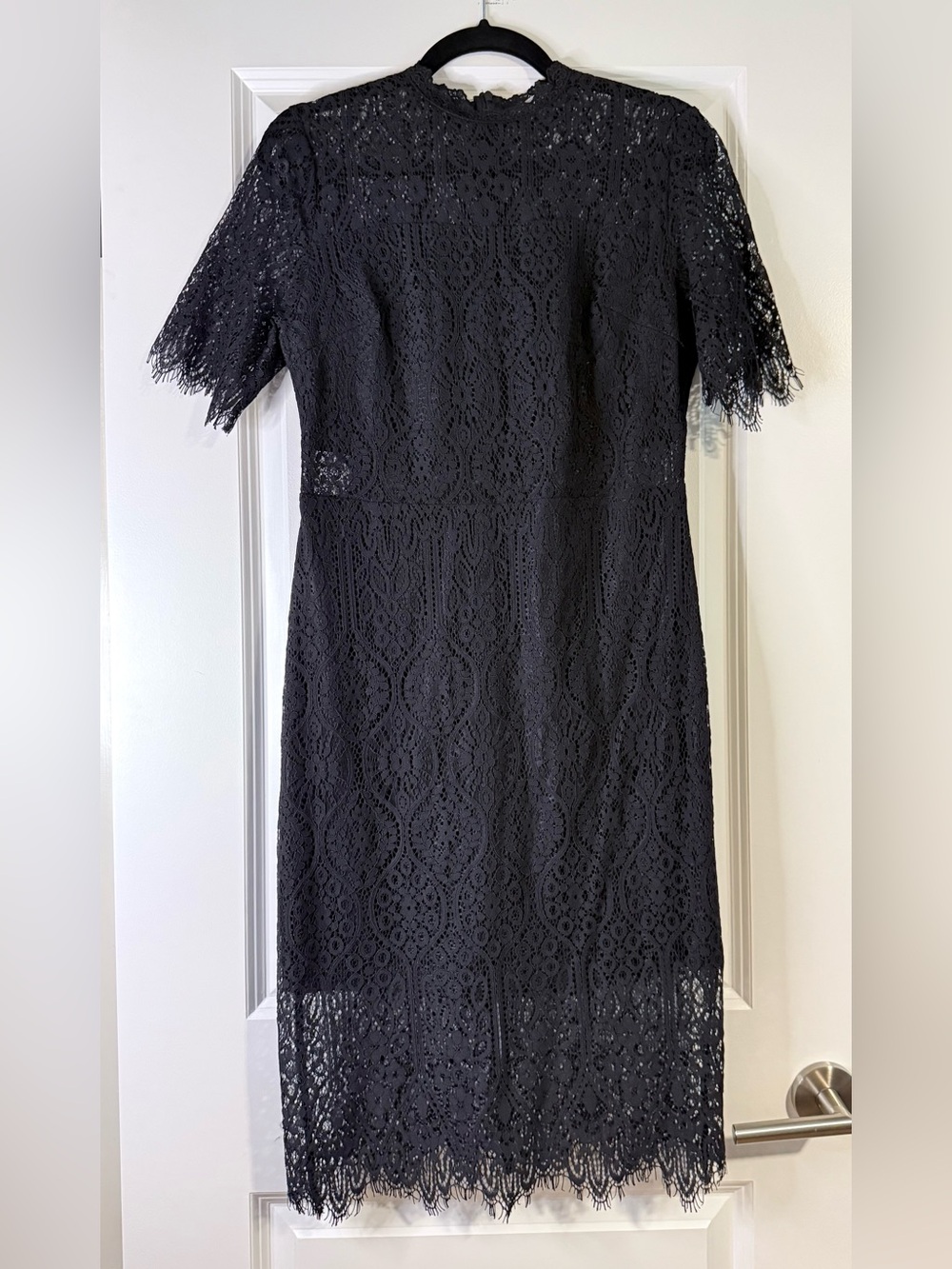 NEW Women’s Little Black Lace Dress High Neck Cocktail Short Sleeve Goth US10 - Picture 6 of 9